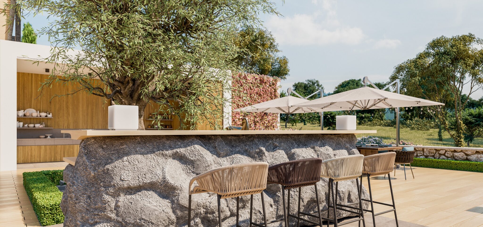 Mediterranean Villa interior and exterior design view